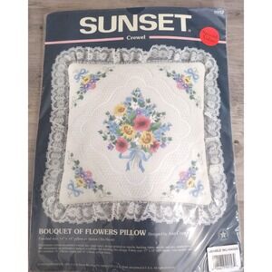 Sunset Crewel Pillow Kit  Bouquet of Flowers #11113 NEW‎